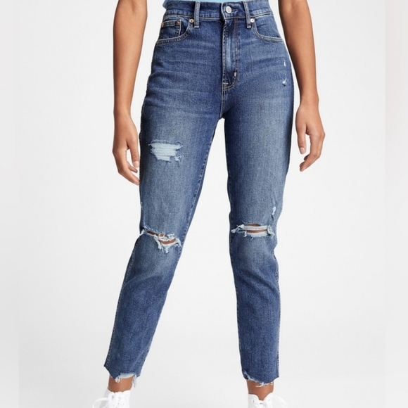 GAP Denim - Womens Gap Denim Cigarette Jeans High Rise Distressed Raw Hem Size 28/6